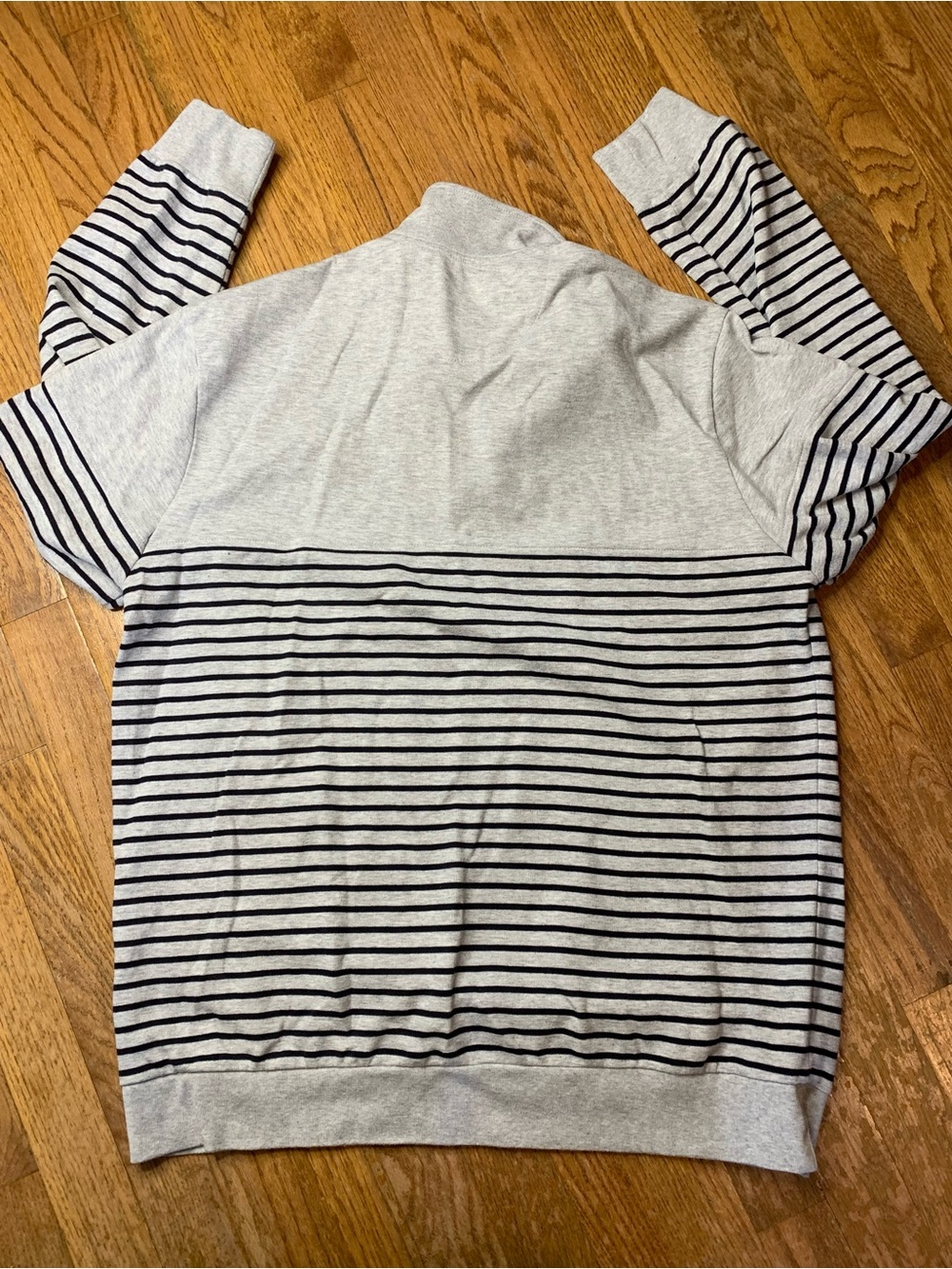 14. CHAPS Grey & Black Striped Quarter Zip Long Sleeve Pullover Size L - Picture 2 of 8